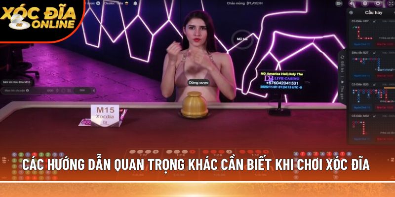 Các hướng dẫn quan trọng khác cần biết khi chơi xóc đĩa 
